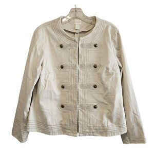 CHICO'S Soutache Beige Military Jacket Size 1 Medium